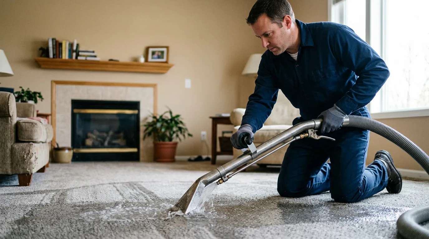 Water damage restoration technician working near Abernathy, TX